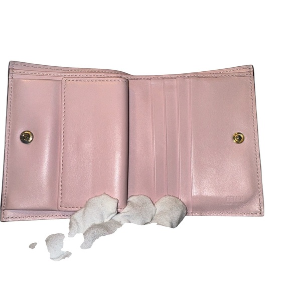 FENDI F is Fendi Calf Leather Pink Bifold Compact Wallet EUC - Picture 4 of 6